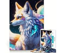 Jigsaw 1000 Pieces Celestial Spirit Fox in A Mystical Night Exact Cut Art Creative Brain Game Calm Play Time Birthday Hobby Gift (50x75cm)