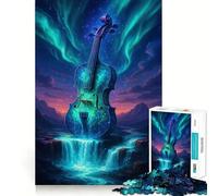 Jigsaw 1000 Pieces Celestial Violin Waterfall Landscape Exact Cut Art Creative Brain Game Calm Play Time Birthday Hobby Gift (50x75cm)