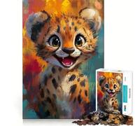 Jigsaw 1000 Pieces Cheetah Cub Joy Exact Cut Art Creative Brain Game Calm Play Time Birthday Hobby Gift (50x75cm)