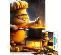 Jigsaw 1000 Pieces Chef Fat Cat Exact Cut Art Creative Brain Game Calm Play Time Birthday Hobby Gift (38x52cm)