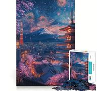 Jigsaw 1000 Pieces Cherry Blossom Night - Accurate Cut Fun Mental Skill Game Rest Time Game Festive Leisure Gift (38x26cm)