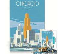Jigsaw 1000 Pieces Chicago Exact Cut Art Creative Brain Game Calm Play Time Birthday Hobby Gift (50x75cm)