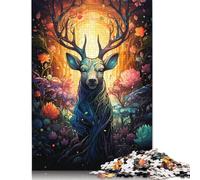 Jigsaw 1000 Pieces Colorful Psychedelic Forest Deer Puzzles Adults Difficulty Jigsaw Puzzles Education Toys Games Family Decoration 1000pcs (75x50cm)