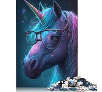 Jigsaw 1000 Pieces Cosmic Unicorns Wear Glasses Puzzles Adults Difficulty Jigsaw Puzzles Education Toys Games Family Decoration 1000pcs (75x50cm)