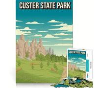 Jigsaw 1000 Pieces Custer State Park Pixel Art Poster Precise Cut Art Cognitive Skill Toy Leisure Time Fun Christmas Calm Gift (38x26cm)