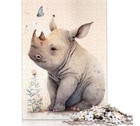 Jigsaw 1000 Pieces Cute Baby Rhino Painting Puzzle Jigsaw Adults Puzzles Jigsaw Education Game Educational Toys Gifts Jigsaw Puzzles 1000pcs (38x26cm)
