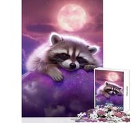 Jigsaw 1000 Pieces Cute Dreaming Raccoon Jigsaw Puzzles for Adults For Family Fun Parent-child Interaction Brainteaser Family Games (38x52cm)