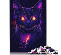 Jigsaw 1000 Pieces Cute Neon Cat Light Eyes Puzzle Jigsaw Adults Puzzles Jigsaw Education Game Educational Toys Gifts Jigsaw Puzzles 1000pcs (75x50cm)