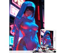 Jigsaw 1000 Pieces Cyberpunk Nun Jigsaw Puzzles for Adults For Family Fun Parent-child Interaction Brainteaser Family Games (38x26cm)