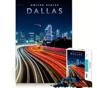 Jigsaw 1000 Pieces Dallas Skyline Precise Cut Art Cognitive Skill Toy Leisure Time Fun Christmas Calm Gift (38x26cm)