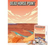 Jigsaw 1000 Pieces Dead Horse Point State Park Vintage Travel Poster Puzzles for Teenagers Pattern Assembly Parent-child Interaction Birthday Present, Gifts, (50x75cm)