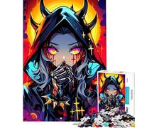 Jigsaw 1000 Pieces Demon Girl with Yellow Eyes Challenging To Complete Learning Educational Impossible Game for 14+ Puzzle Game Offered (50x75cm)