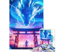 Jigsaw 1000 Pieces Dragon Torii Gate Anime Brain Intelligence Challenge Addictive Toys Family Games Suitable for Couples Art Work Gifts (size 50x75cm)