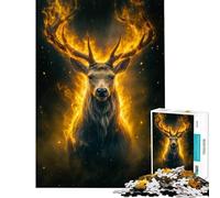 Jigsaw 1000 Pieces Fiery Alpha Deer Challenging To Complete Learning Educational Impossible Game for 14+ Puzzle Game Offered (38x26cm)