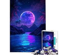Jigsaw 1000 Pieces for Adults A Futuristic Alien World with A Vibrant Moon Relaxing Brain Plaything Matte Finish No Glare Reflection Wonderful Birthday Choice (Size 38x26cm)