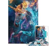 Jigsaw 1000 Pieces for Adults Abstract Cosmic Unicorn Calming Focus Building Toy Neat Cut No Paper Leftovers Elegant Birthday Gifts Idea (Size 38x52cm)