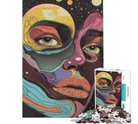 Jigsaw 1000 Pieces for Adults Abstract Face Calming Focus Building Toy Neat Cut No Paper Leftovers Elegant Birthday Gifts Idea (Size 50x75cm)