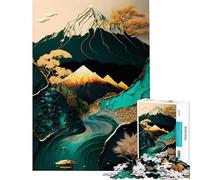 Jigsaw 1000 Pieces for Adults Abstract Mount Fuji Art Relaxing Brain Plaything Matte Finish No Glare Reflection Wonderful Birthday Choice (Size 38x26cm)
