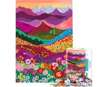 Jigsaw 1000 Pieces for Adults Abstract Mountain Artwork, Colorful Calming Focus Building Toy Neat Cut No Paper Leftovers Elegant Birthday Gifts Idea (Size 38x26cm)