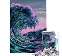 Jigsaw 1000 Pieces for Adults Abstract Ocean Wave Relaxing Brain Plaything Matte Finish No Glare Reflection Wonderful Birthday Choice (Size 38x26cm)