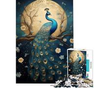 Jigsaw 1000 Pieces for Adults Abstract Peacock Kintsugi Calming Focus Building Toy Neat Cut No Paper Leftovers Elegant Birthday Gifts Idea (Size 50x75cm)
