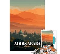 Jigsaw 1000 Pieces for Adults Addis Ababa, Ethiopia Travel Poster for Educational Game Challenge Toy Brain Teaser Game Birthday Present Birthday Gifts (Size 50x75cm)