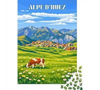 Jigsaw 1000 Pieces for Adults Affiche Alpe D'Huez5, Toy Wall Decor, Home Art Decor,with Matching Poster And Trivia Sheet 52x38cm/1000pcs