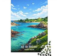 Jigsaw 1000 Pieces for Adults Affiche Ile De Brehat, Toy Wall Decor, Home Art Decor,with Matching Poster And Trivia Sheet 52x38cm/1000pcs