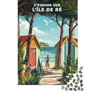 Jigsaw 1000 Pieces for Adults Affiche Ile De Ré - S'évader, Toy Wall Decor, Home Art Decor,with Matching Poster And Trivia Sheet 70x50cm/1000pcs