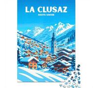 Jigsaw 1000 Pieces for Adults Affiche La Clusaz Ski Alpes, Toy Wall Decor, Home Art Decor,with Matching Poster And Trivia Sheet 52x38cm/1000pcs