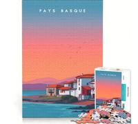 Jigsaw 1000 Pieces for Adults Affiche Pays Basque, Educational Game, Difficult And Challenge, Artists Collection, Fine Art 38x52cm