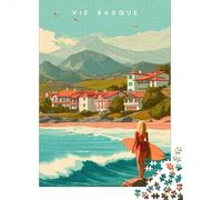Jigsaw 1000 Pieces for Adults Affiche Pays Basque54, Toy Wall Decor, Home Art Decor,with Matching Poster And Trivia Sheet 70x50cm/1000pcs