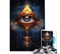 Jigsaw 1000 Pieces for Adults All-Seeing Eye Pyramid Jigsaw 1000 Pieces Anti-Stress Toys Birthday Present Challenging Game Gifts (38x26cm)