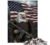 Jigsaw 1000 Pieces for Adults American Eagle Rifle Flag Difficult And Challenge Tough Challenge Educational Games for 14+ Puzzle Game Offered (38x52cm)