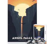Jigsaw 1000 Pieces for Adults Angel Falls Venezuela Jigsaw Puzzles for Adults Birthday Present Every Piece Is Unique - Challenging Game Gifts (38x26cm)