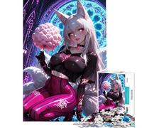 Jigsaw 1000 Pieces for Adults Anime Fox Girl with Cotton Candy Puzzle for Adults Hands-on Game Presents for Women Deal As Gifts for The Whole Family (Size 38x52cm)