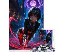 Jigsaw 1000 Pieces for Adults Anime Girl Casting Magic in Dark Alley Brain Teaser Game Wall Art Home Decoration Toys Enhance Love between Couples (38X52CM)