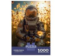 Jigsaw 1000 Pieces for Adults Astronaut And Sunflowers Adult Jigsaw Brain Teaser Game Staycation Kill Time Help The Brain Exercise 52x38cm/1000pcs