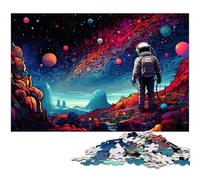 Jigsaw 1000 Pieces for Adults Astronaut Standing on Colorful Galaxy Puzzle Educational Games Christmas Birthday Gifts for And Teenager Age 14 Years Up 1000pcs(38x26cm)