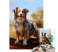 Jigsaw 1000 Pieces for Adults Australian Shepherd 1000 Piece Jigsaws Educational Toy Birthday Present Family Fun & Game Night (50x75cm)