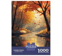 Jigsaw 1000 Pieces for Adults Autumn River Scene Adult Jigsaw Brain Teaser Game Staycation Kill Time Help The Brain Exercise 52x38cm/1000pcs