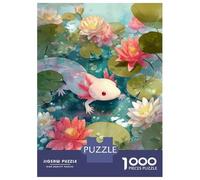 Jigsaw 1000 Pieces for Adults Axolotl in A Lily Pond Jigsaw for Adults Relax Games Difficult Hard Deal As Gifts for The Whole Family 52x38cm/1000pcs