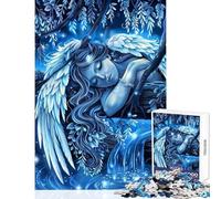 Jigsaw 1000 Pieces for Adults Azure Dreams of Neon Angel Hands-on Game Analysis And Logic Anti-Stress Toys Enhance Love between Couples (50x75cm)