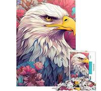 Jigsaw 1000 Pieces for Adults Bald Eagle Among Flowers Puzzles for Adults Toy Wall Decor Difficult Challenge Deal As Gifts for The Whole Family (Size 38x52cm)