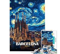 Jigsaw 1000 Pieces for Adults Barcelona Spain Sagrada Familia Night Art Puzzle for Adults Hands-on Game Presents for Women Deal As Gifts for The Whole Family (Size 38x52cm)
