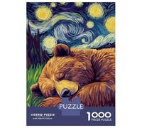 Jigsaw 1000 Pieces for Adults Bear Sleeping Under Starry Night Jigsaw for Adults Relaxing Games Analysis And Logic Deal As Gifts for The Whole Family 52x38cm/1000pcs