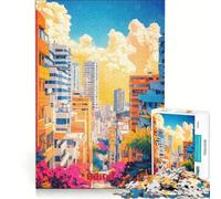 Jigsaw 1000 Pieces for Adults Beirut Art Poster, Brain Teaser Game, Interesting Stress Reduction, Improving Love between Couples 38x26cm