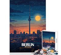 Jigsaw 1000 Pieces for Adults Berlin, Germany Cityscape at Night Jigsaw Puzzles for Adults Birthday Present Every Piece Is Unique - Challenging Game Gifts (50x75cm)