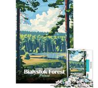 Jigsaw 1000 Pieces for Adults Bialystok Forest Poland Travel Poster Educational Challenge Wall Art Family Games for And from 14 Years And over (38x26cm)