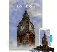 Jigsaw 1000 Pieces for Adults Big Ben England Accurate Joint Fun Smart Play Gift Peace Time Play Birthday Decor Gift (50x75cm)